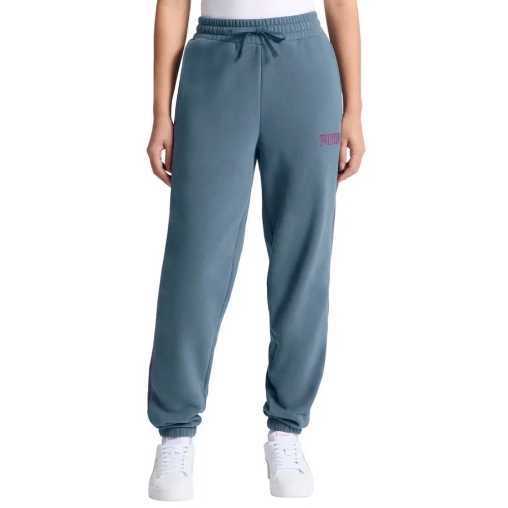 Puma Blue Joggers with Pink Logo